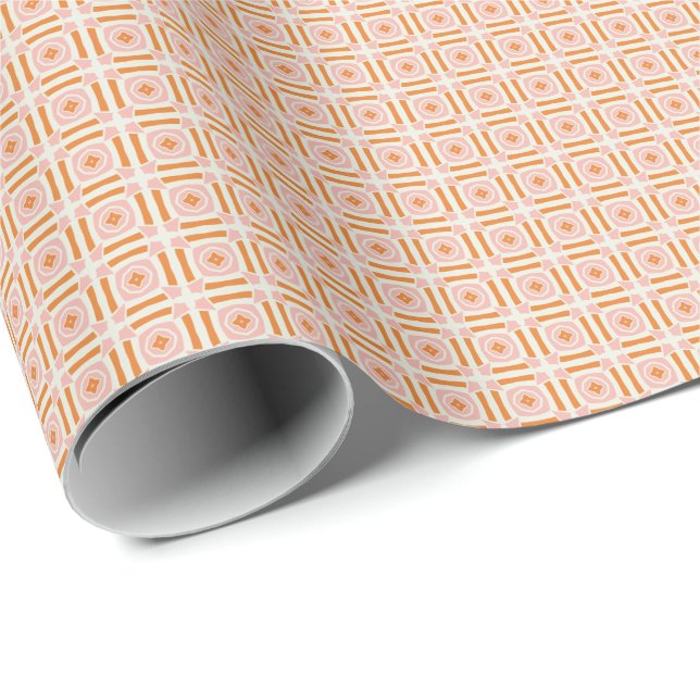 Blush Pink and Cream Flared Square Wrapping Paper (Roll Corner)