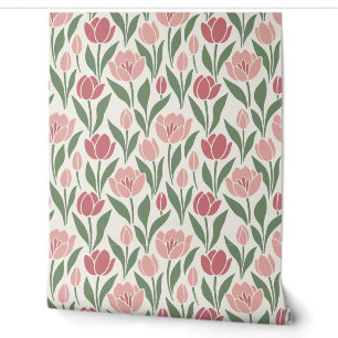 Blush Pink and Dusty Rose Spring Tulip Garden Wallpaper