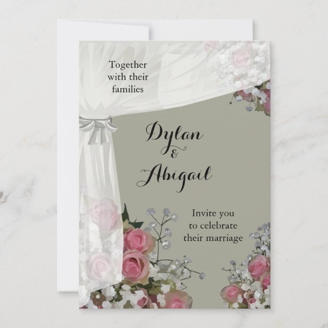 Blush Pink and Dusty Sage Green Wedding Invitation (Front)