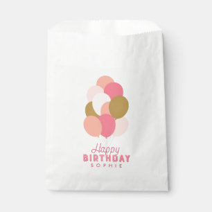 Blush Pink and Faux Gold Balloons Happy Birthday Favour Bags