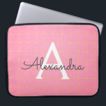 Blush Pink and Gold Art Deco Pattern Monogram Laptop Sleeve<br><div class="desc">Blush Pink and Gold Art Deco Geometric Pattern Monogram Laptop Case. This case can be customised to include your initial and first name. If you would like matching items then please contact the designer.</div>