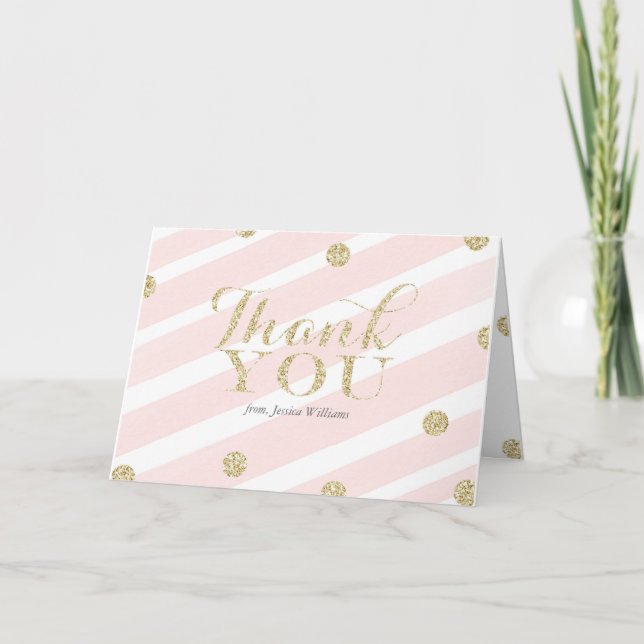 Blush Pink and Gold Baby Shower | Thank You Cards (Front)