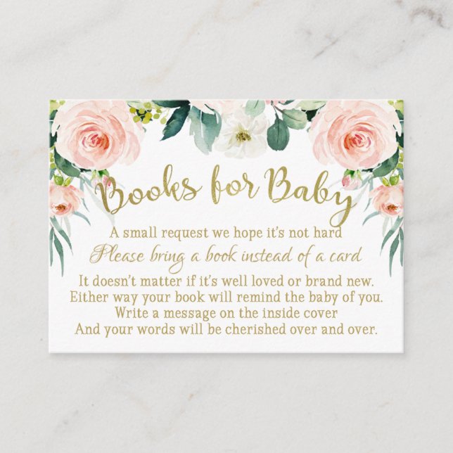 Blush Pink and Gold Books for Baby Insert card (Front)