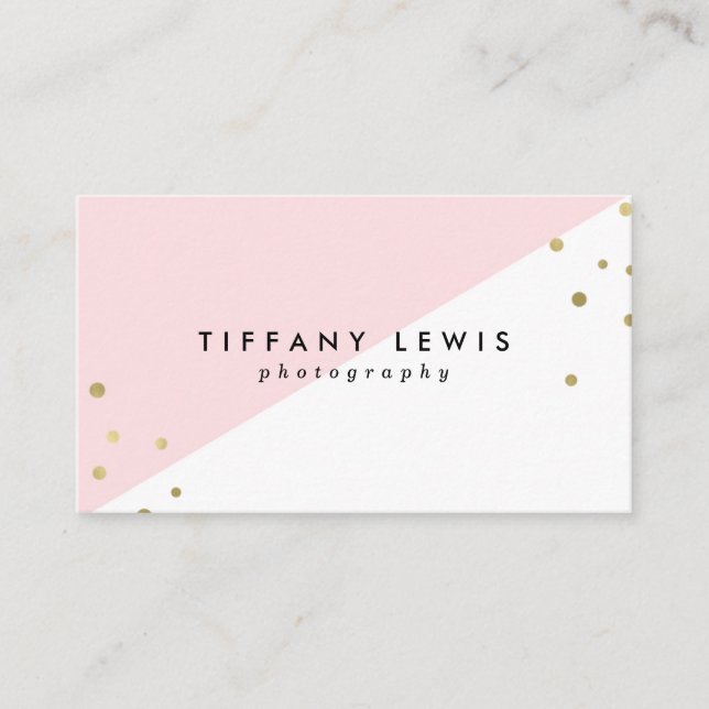 Blush Pink and Gold Business Cards (Front)