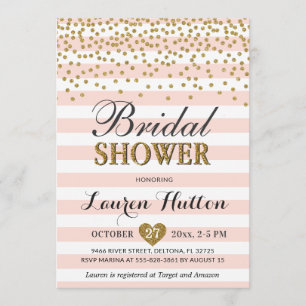 Blush Pink and Gold Confetti Chic Bridal Shower Invitation