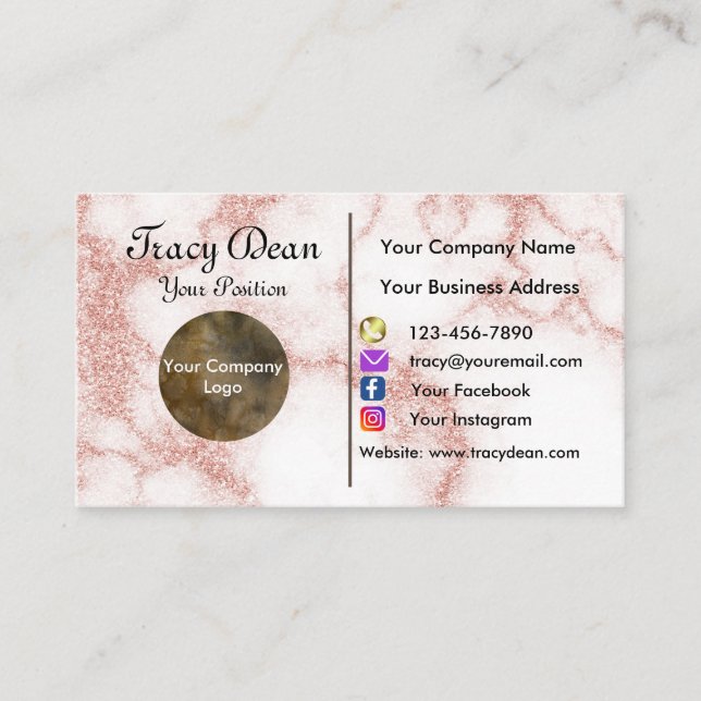 Blush Pink and Gold Custom Professional Modern Business Card (Front)