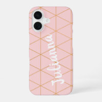 Blush Pink and Gold Diamond Grid Line Personalised