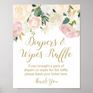 Blush Pink and Gold Diaper and Wipes Raffle Sign