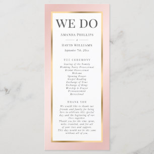 Blush Pink and Gold Elegant Modern Wedding Programme
