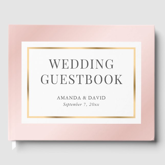 Blush Pink and Gold Elegant Simple Modern Wedding Guest Book (Front)