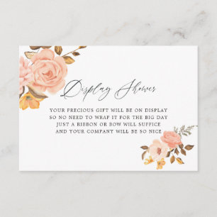 Blush Pink and Gold Floral Bridal Shower Display Enclosure Card
