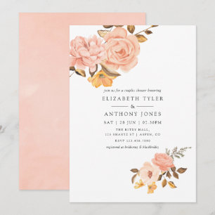 Blush Pink and Gold Floral Couples Shower Invitation