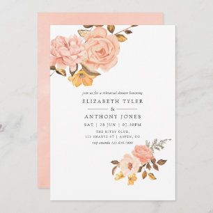 Blush Pink and Gold Floral Rehearsal Dinner Invitation