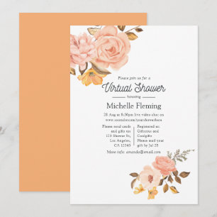 Blush Pink and Gold Floral Virtual Baby Shower Invitation