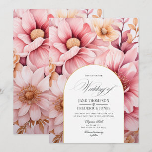 Blush Pink and Gold Floral Wedding Invitation