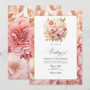 Blush Pink and Gold Floral Wedding Invitation