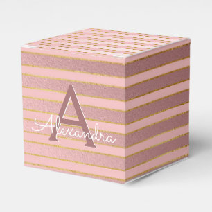 Blush Pink and Gold Foil Monogram - Add Your Name Favour Box
