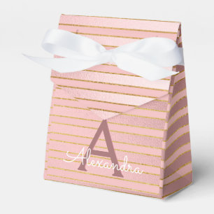Blush Pink and Gold Foil Monogram - Add Your Name Favour Box