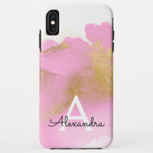 Blush Pink and Gold Foil Wash Girly iPhone XS Max Case