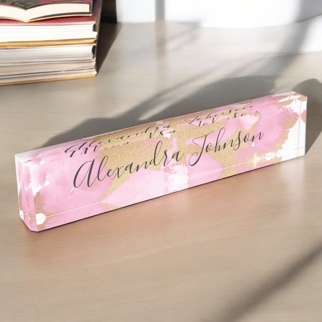 Blush Pink and Gold Foil Wash Girly Nameplate (Creator Uploaded)