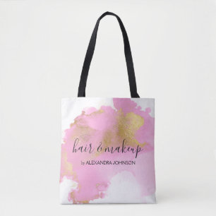 Blush Pink and Gold Foil Wash Girly Tote Bag