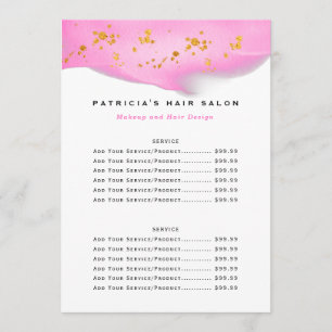 Blush Pink And Gold Glitter Biz Price List Menu