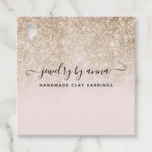 Blush Pink and Gold Glitter Business Favour Tags