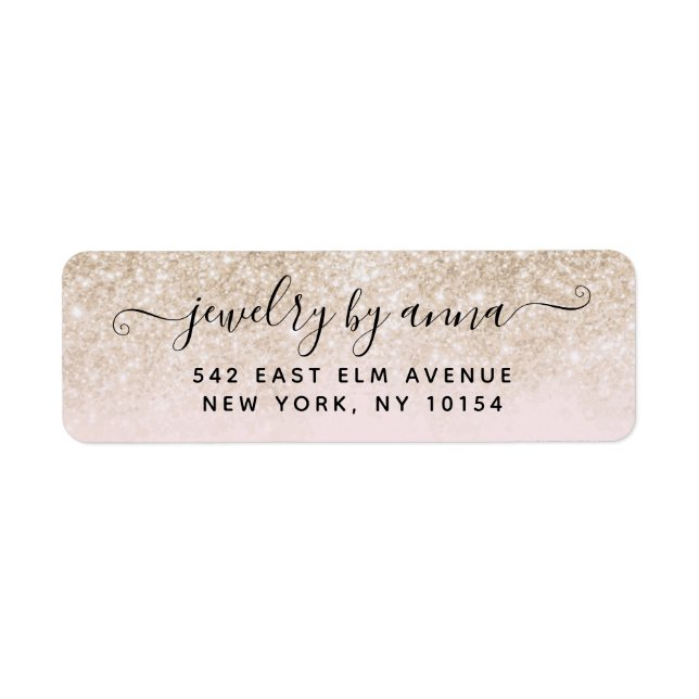 Blush Pink and Gold Glitter Return Address Label (Front)