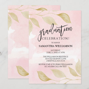 Blush Pink and Gold Graduation Party Invitations
