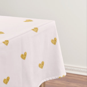 Blush Pink and Gold Hearts Tablecloth