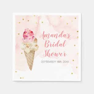 Blush Pink and Gold Ice Cream Bridal Shower Napkin