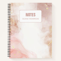 Blush Pink and Gold Ink Personalised Lesson  Noteb