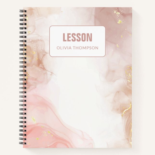 Blush Pink and Gold Ink Personalised Lesson  Notebook (Front)