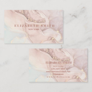 Blush pInk and gold Marble   Business Card
