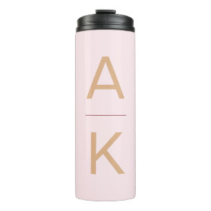 Blush pink and gold modern personalised monogram thermal tumbler
