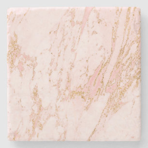 Blush Pink and Gold Modern Trend Accent Stone Coaster