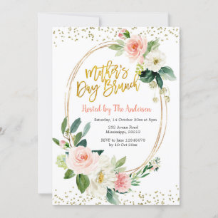 Blush Pink and Gold Mother's Day Brunch Invitation