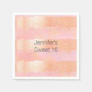 Blush Pink and Gold Personalised Paper Napkins