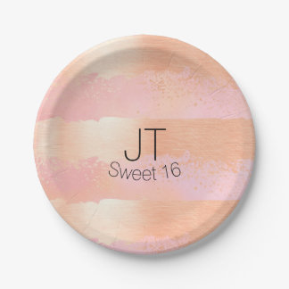 Blush Pink and Gold Personalised Paper Plate