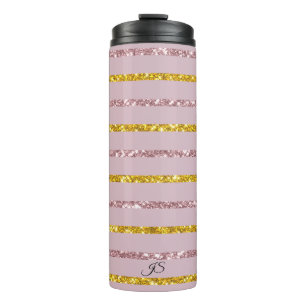 Blush Pink and Gold Personalised Thermal Tumbler