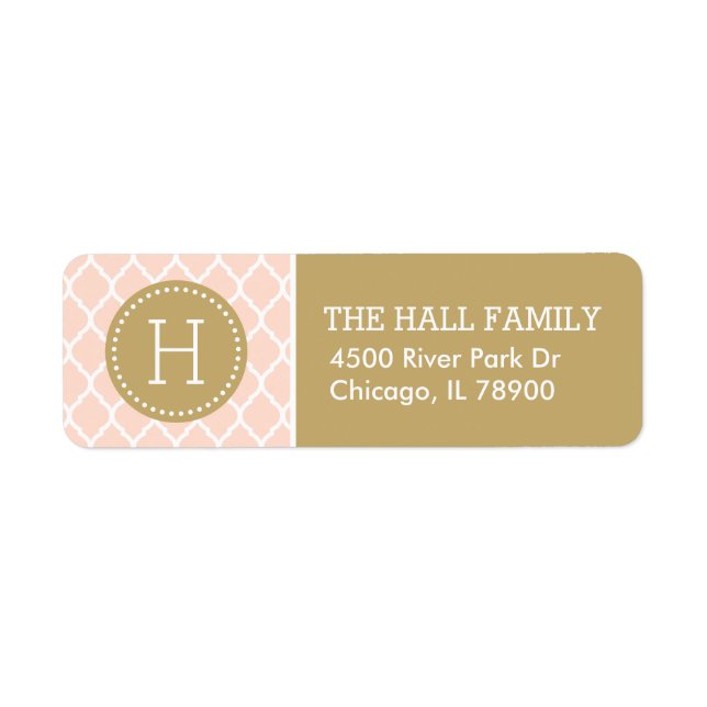 Blush Pink and Gold Quatrefoil Monogram (Front)