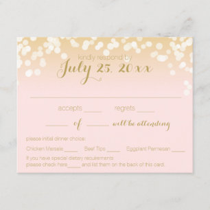 Blush Pink and Gold Sparkle Lights RSVP