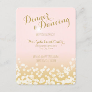 Blush Pink and Gold Sparkle Wedding Reception Invitation