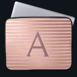 Blush Pink and Gold Stripes Monogram Girly Laptop Sleeve<br><div class="desc">Blush Pink and Faux Gold Foil Stripes Elegant Monogram Case. This case can be customised to include your initial and first name.</div>