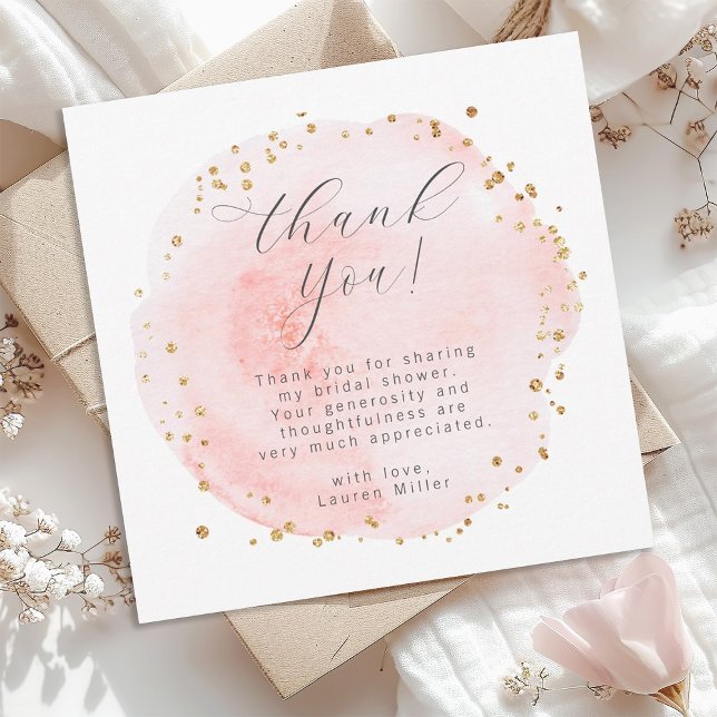 Blush Pink and Gold Watercolor Thank You Card (Creator Uploaded)
