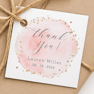 Blush Pink and Gold Watercolor Thank You Favour Tags