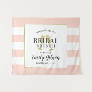 Blush Pink and Gold Wedding Bridal Brunch Welcome Tapestry