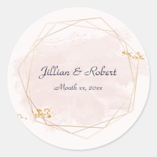 Blush Pink and Gold Wedding Classic Round Sticker
