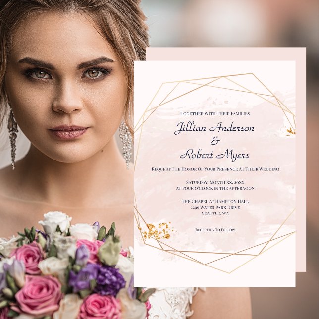 Blush Pink and Gold Wedding Invitation (Creator Uploaded)