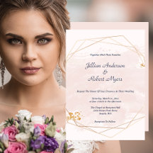 Blush Pink and Gold Wedding Invitation